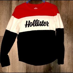 girls long sleeve striped red, white, & blue shirt